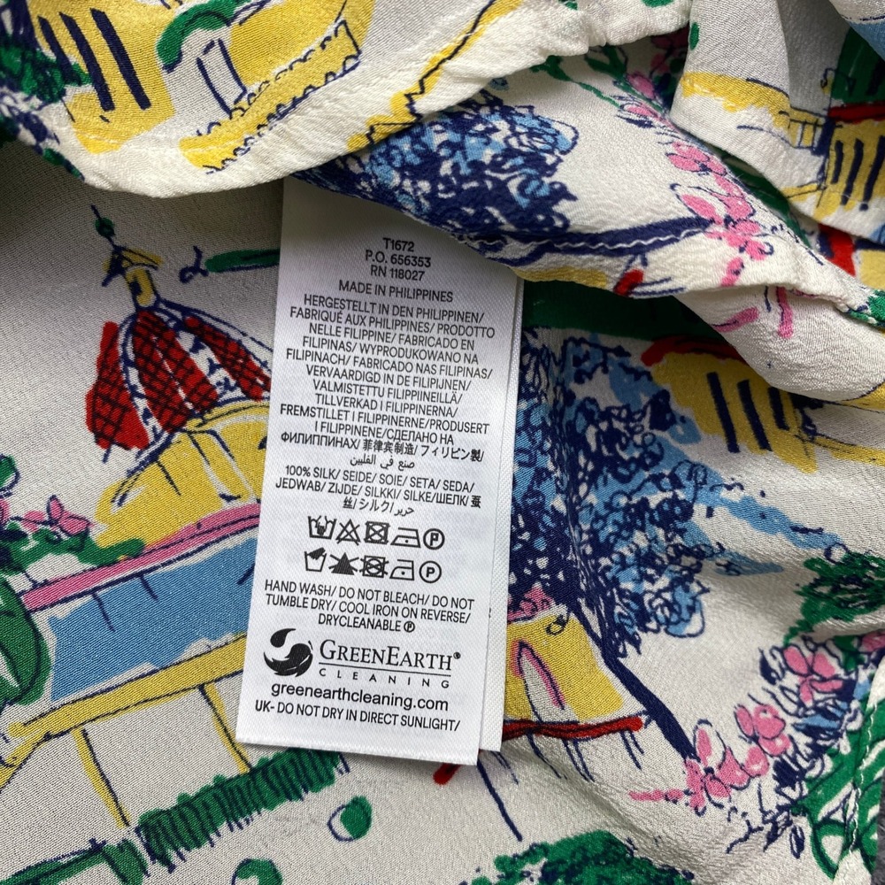 Boden Sienna Womens Silk Scenic Village Print Button Shirt Multi Color 16-18R - Picture 5 of 8